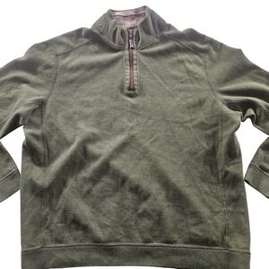 Tommy Bahama Sweatshirt Mens Large Green Quarter Zip Pullover Raglan Casual